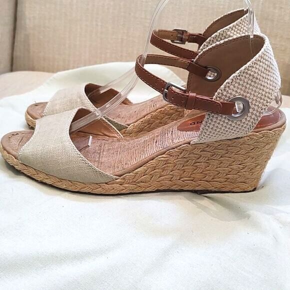 Lucky Brand Kyndra Open Toe Jute Espadrille Wedge Sandals Size 9.5M - Picture 4 of 12